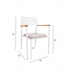 Tool WALES valge 56x60xH82cm, alumiiniumraam, plastikpunutis, tiikpuit