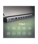 AXAGON USB-C 5Gbps TRIPLE 4K DISPLAY 11in1 Hub HMC-4KX3