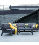 Aiam&ouml;&ouml;blikomplekt TOMSON laud ja nurgadiivan, tumehall