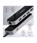AXAGON SuperSpeed USB-C COMBO 6in1 Hub HMC-6GL
