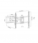Maclean TV Mount, max VESA 600x400, 32-85", 60kg, horizontal and vertical angle adjustment, profile 65-390mm, black,