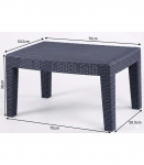 Rattan garden table 70x50x38 cm, grey