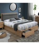 Voodi BLOSSOM 160x200cm, tumehall/tamm, 165,5x208xH105cm, MDF, pol&uuml;esterkangas