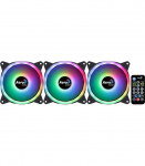 Aerocool DUO12PRO Kit 3xFan 12cm ARGB LED Dual Ring Antivibration 6 Pins Black