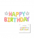 PartyDeco fooliumist &otilde;hupallikett, 340 x 35 cm, v&auml;rviline / Happy Birthday