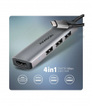 AXAGON USB-C 5Gbps STARTER 4in1 Hub HMC-H3A