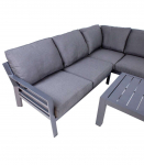 Aiam&ouml;&ouml;blikomplekt TOMSON laud ja nurgadiivan, tumehall