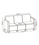 Triple rattan garden sofa 172 cm, grey