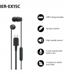 Sony Earbuds IER‑EX15C Wired In-ear Microphone Black
