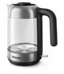 Philips Kettle HD9339/80 Electric 2200 W 1.7 L Stainless steel/Glass 360&deg; rotational base Black/Silver