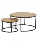 Diivanilauad 2tk SPIRO D50xH33cm, D80xH45cm, tamm, tamme imitatsiooniga melamiinplaat, pulberv&auml;rvitud matt must metall