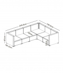 Corner rattan garden sofa 247x190 cm and 2 tables 56x56 cm, grey