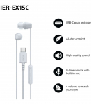 Sony Earbuds IER‑EX15C Wired In-ear Microphone White