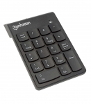 Manhattan Numeric Keypad, Wireless (2.4GHz), USB-A Micro Receiver, 18 Full Size Keys, Black, Membrane Key Switches, Auto