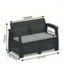 Rattan furniture set: sofa, 2 armchairs, table