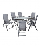 Aiam&ouml;&ouml;blikomplekt DUBLIN laud ja 6 kokkupandavat tooli, hall