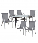 Aiam&ouml;&ouml;blikomplekt DUBLIN laud ja 6 tooli, hall