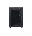 Lanberg Rack cabinet 19" free-standing 15U/600x600 (flat pack) with glass door, LCD FF01-6615-12BL Black