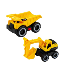 Construction Vehicle Set Excavator Dumper Moving Lights Sounds Yellow