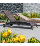 Lamamistool WICKER 73x196xH99cm, tumepruun, alumiinium, plastikpunutis