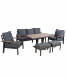 Aiam&ouml;&ouml;blikomplekt PARKER laud, diivan, 2 tugitooli ja 2 tumbat, hall