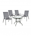 Aiam&ouml;&ouml;blikomplekt DUBLIN laud ja 4 tooli, hall