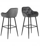 Baaritool BROOKE 55x52xH103,5cm, tumehall samet/must