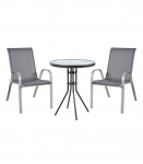 Aiam&ouml;&ouml;blikomplekt DUBLIN laud ja 2 tooli, hall