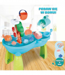 WOOPIE 2-&uuml;hes veelaud ja liivakast koos koskega, 10-osaline komplekt