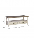 Diivanilaud SAMIRA NEW 110x55,5xH45cm, antiikvalge/naturaalne