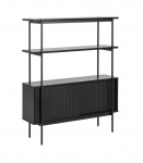 Riiul ANGUS 94x27xH114cm, must, riiulid: must saare melamiin, raam/kapi liuguks: metall