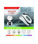 Adler Mixer AD 4205 b Hand Mixer 300 W Number of speeds 5 Turbo mode White/Black