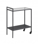 Serveerimislaud SEAFORD 60x30xH75cm, riiulid: l&auml;bipaistev/matt must 5mm klaas, raam: must metall
