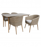 Aiam&ouml;&ouml;blikomplekt NORWAY laud, 4 tooli, 147x90xH73cm, 61x62xH76cm, alumiiniumraam, kunstrotang