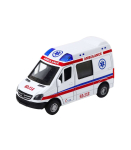 Ambulance Metal Pull Back Motorized Lights Sounds White 1:32