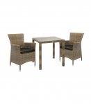 Aiam&ouml;&ouml;blikomplekt WICKER laud ja 2 tooli, cappuccino