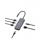 Verbatim 32157 USB-C Essentials Multiport Hub, HDMI 2160p, USB-C PD, 3x USB-A 3.2 Gen 1, RJ-45, Grey