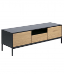 TV-laud SEAFORD 140x40xH45cm, raam: MDF, matt must, 2 ust: lamineeritud kattega m&ouml;&ouml;bliplaat, v&auml;rvus: tamm