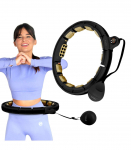 HHM13 NEW HULA HOOP BLACK/GOLD MAGNETIC WITH WEIGHT + COUNTER HMS