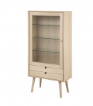 Vitriinkapp CENTURY 72x36xH143,2cm, 1 klaasuks, 2 sahtlit, materjal: tammespoon/m&ouml;&ouml;bliplaat, &otilde;litatud valge pigmendiga