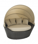 Diivan MINI MUSE varikatusega 160x130xH70cm, tumepruun/bee˛, alumiinium, plastikpunutis