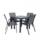 Aiam&ouml;&ouml;blikomplekt DELGADO laud ja 4 tooli, hall