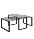 Diivanilauad 2tk KATRINE 115x55xH37,5cm, 69x40xH45cm, suitsuhall, materjal: klaas, metall