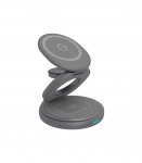 Raidsonic 3 in 1 foldable magnetic charging stand for mobile phone, earpods and smartwatch, Aluminium Icy Box