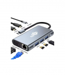 HUB 8in1 Adapter USB C HDMI x2 USB VGA RJ45 PD