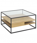 Diivanilaud RANDOLF 80x80x40cm, tamm, 80x80xH40cm, metall, klaas