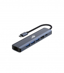 Adapter HUB USB C 6in1 - HDMI, USBx3, PD, RJ-45