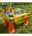 WOOPIE 2-&uuml;hes veelaud ja liivakast &mdash; ehitusplats + 4 m&auml;nguautot (12 osa)