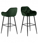 Baaritool BROOKE 55x52xH103,5cm, metsaroheline samet/must, materjal: 100% pol&uuml;esterkangas, metall