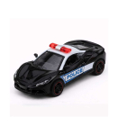 Sports Car Police Car With Motorized Metal Pull-Back Black 1:43